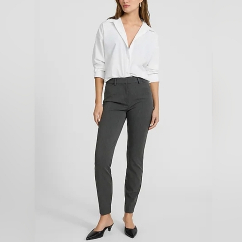 Express Skinny High Rise Editor Charcoal Gray Dress Pants Size 4 New